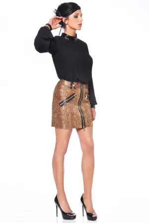 Ann Vegan Leather Snakeskin Skirt