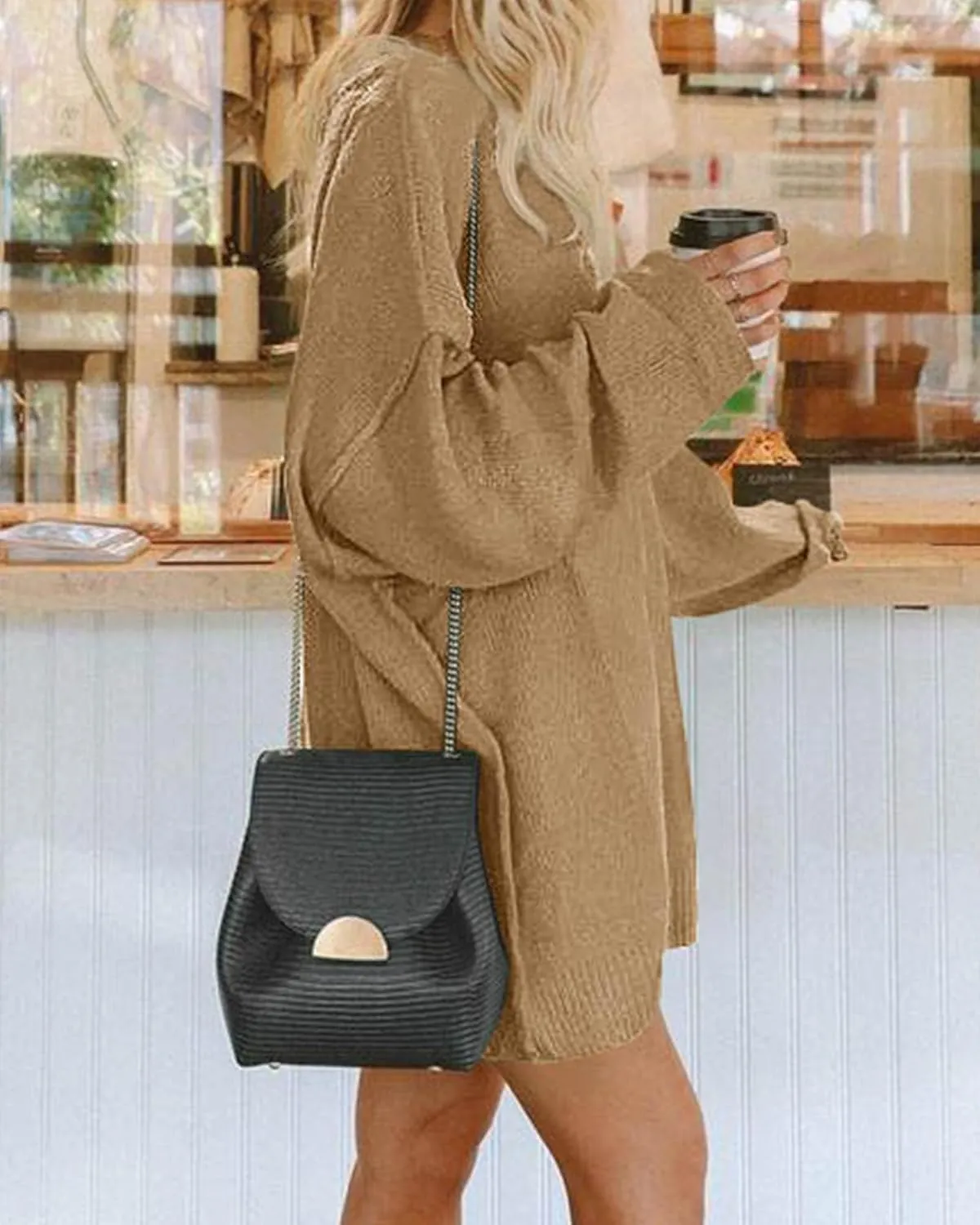 BTFBM 2025 Womens Sweaters Casual Crewneck Long Sleeve Oversized Sweater Dress Fall Winter Loose Slouchy Soft Pullover