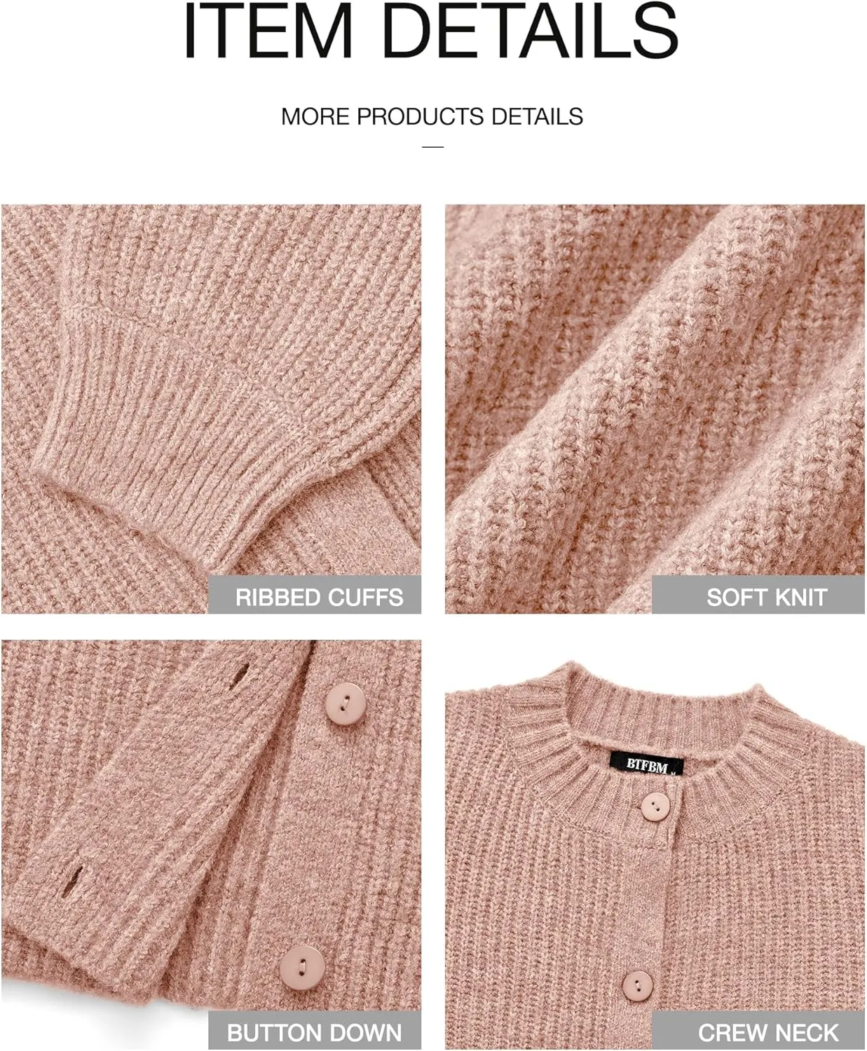 BTFBM Women's Chunky Knit Fall Cardigan 2025 Winter Long Sleeve Button Down Soft Loose Cropped Sweater Outerwear