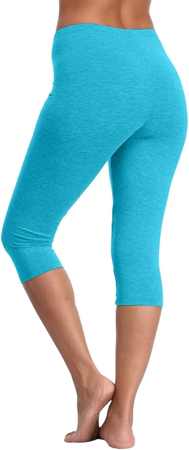 Capri Leggings for Women 2025 Summer Stretch Plus Size High Waisted Pants Casual Workout Yoga Pants with Pockets