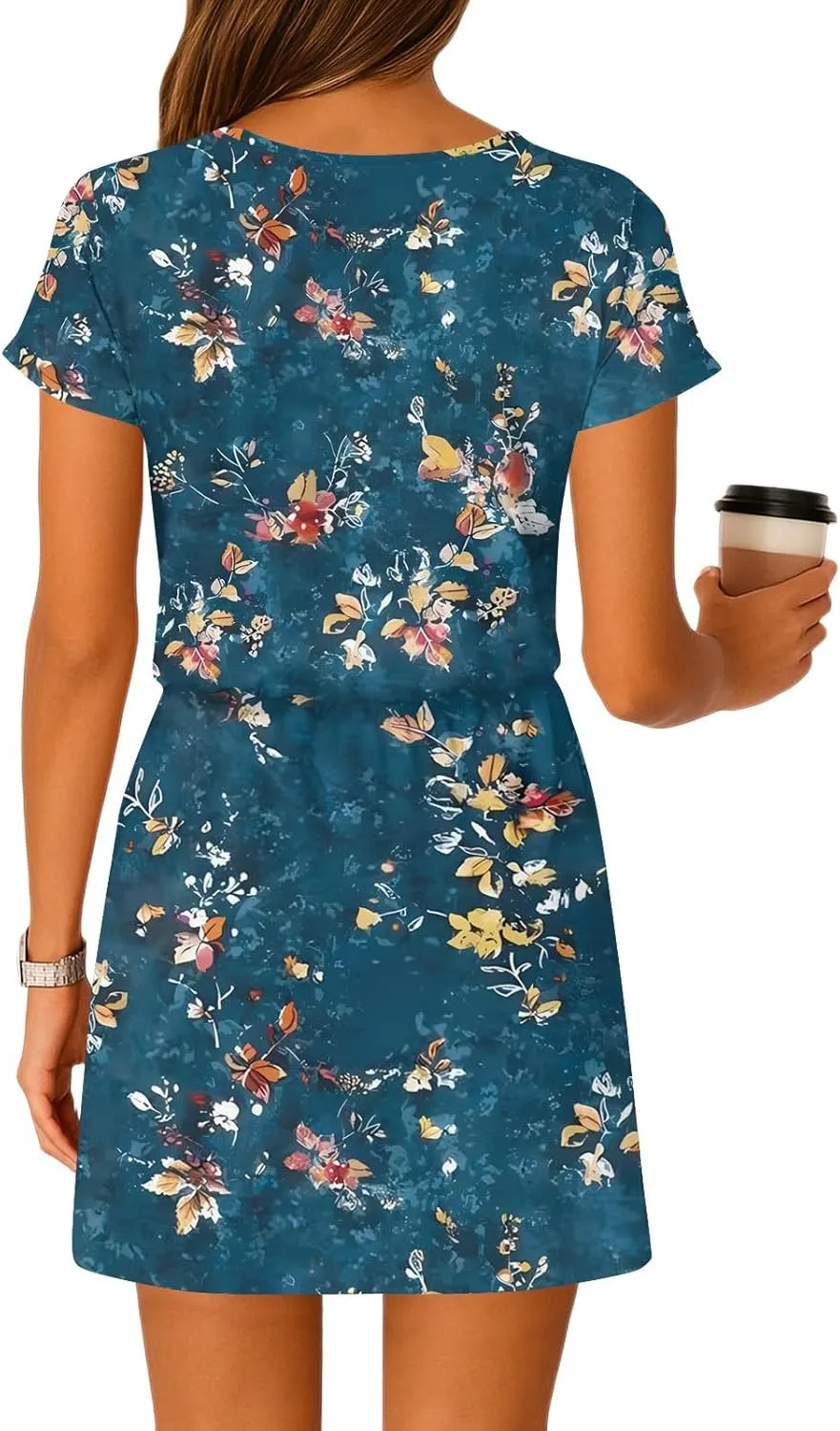 Dresses for Women 2025 Summer Casual Beach Sundress Short Sleeve Shift Dress Crewneck T-Shirt Dress with Pockets