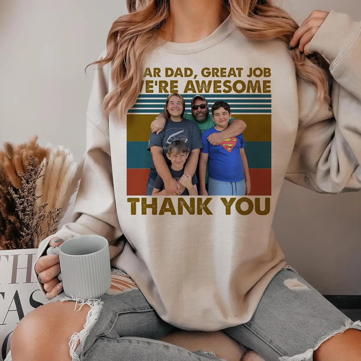 Gifts for Dad, Custom Personalized Father's Day Photos Gift Shirt, Custom Photo Shirt