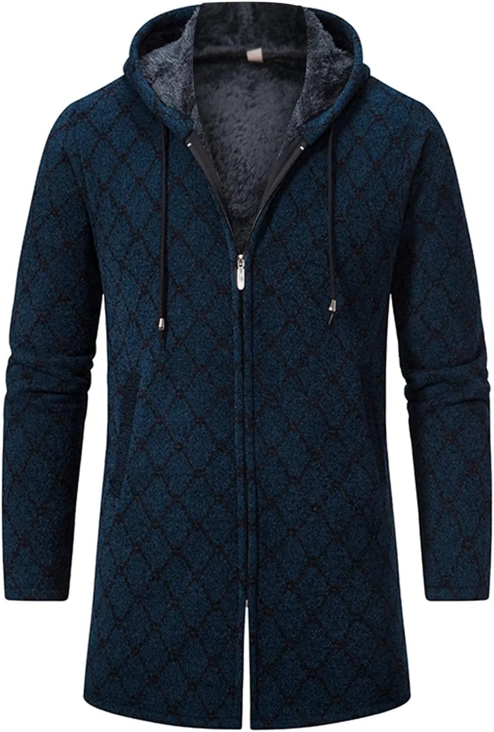 Mens Long Hooded Cardigan 2023 Winter Warm Sweater Coat Lightweight Knit Jacker Full Zip Up Drape Cape Overcoat with Pockets