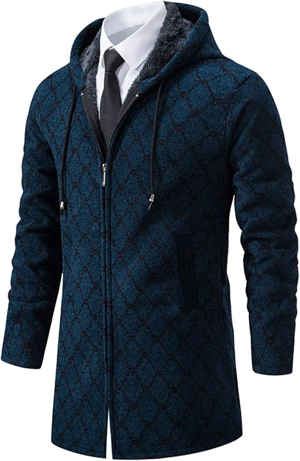Mens Long Hooded Cardigan 2023 Winter Warm Sweater Coat Lightweight Knit Jacker Full Zip Up Drape Cape Overcoat with Pockets
