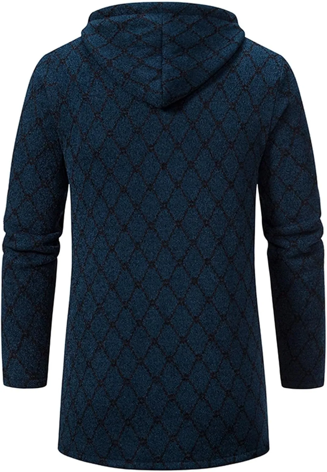 Mens Long Hooded Cardigan 2023 Winter Warm Sweater Coat Lightweight Knit Jacker Full Zip Up Drape Cape Overcoat with Pockets
