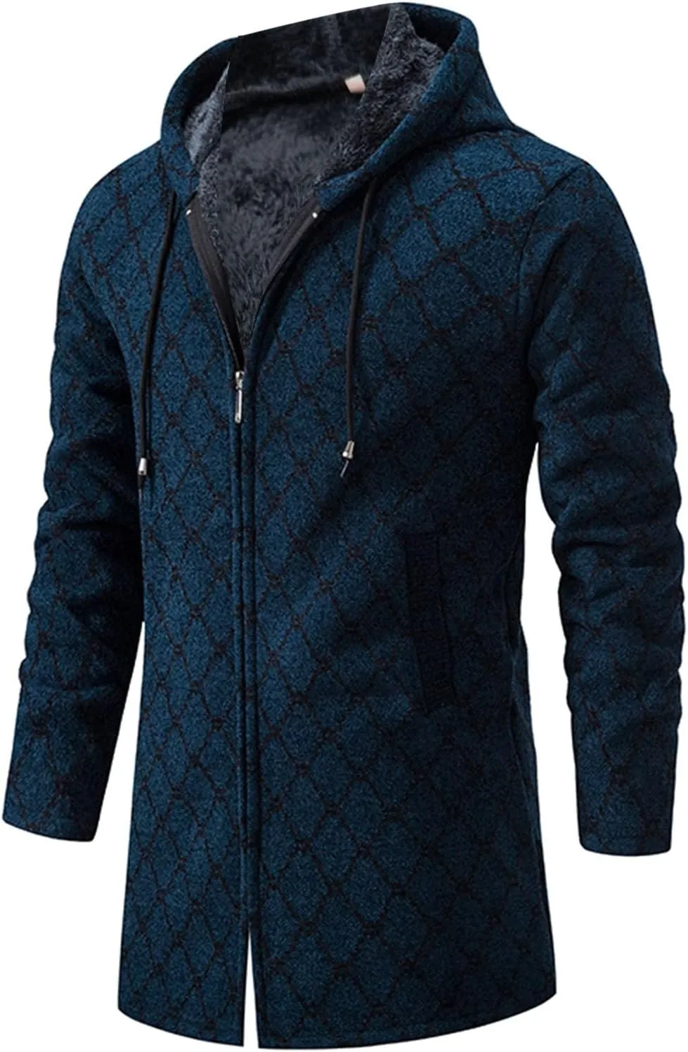 Mens Long Hooded Cardigan 2023 Winter Warm Sweater Coat Lightweight Knit Jacker Full Zip Up Drape Cape Overcoat with Pockets
