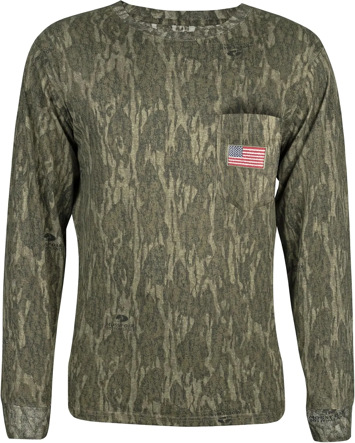 Men's Patriotic T-Shirt, Realtree and Mossy Oak Camo T-Shirt for Men, Hunting Apparel with USA Flag Embroidery