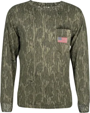 Men's Patriotic T-Shirt, Realtree and Mossy Oak Camo T-Shirt for Men, Hunting Apparel with USA Flag Embroidery