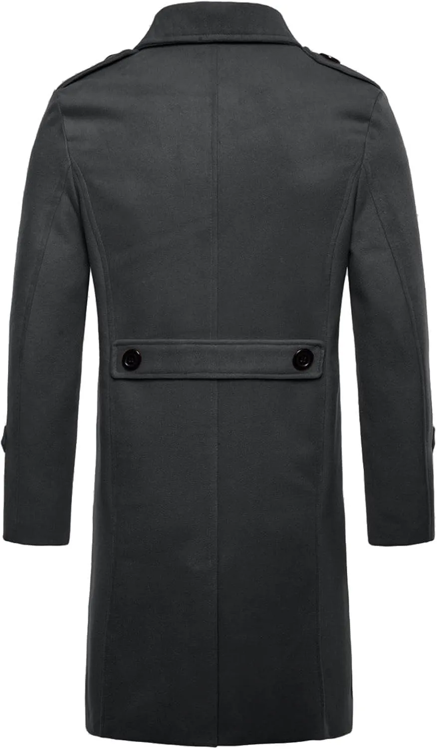 Overcoat for Men Winter Lapel Wool Blend Trench Coat Single Soild Lounge Long Jackets Slim Fit Pea Coat