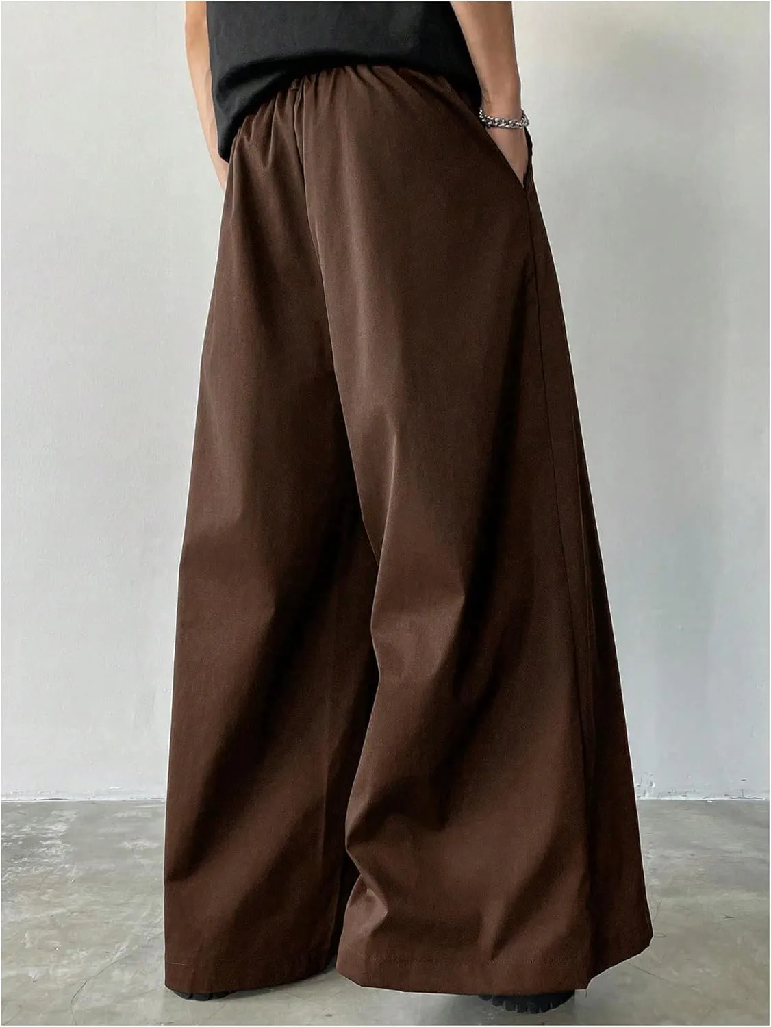 SHENHE Men's Wide Leg Pleated Pants Zipper Fly Baggy Pants Casual Business Dress Pants