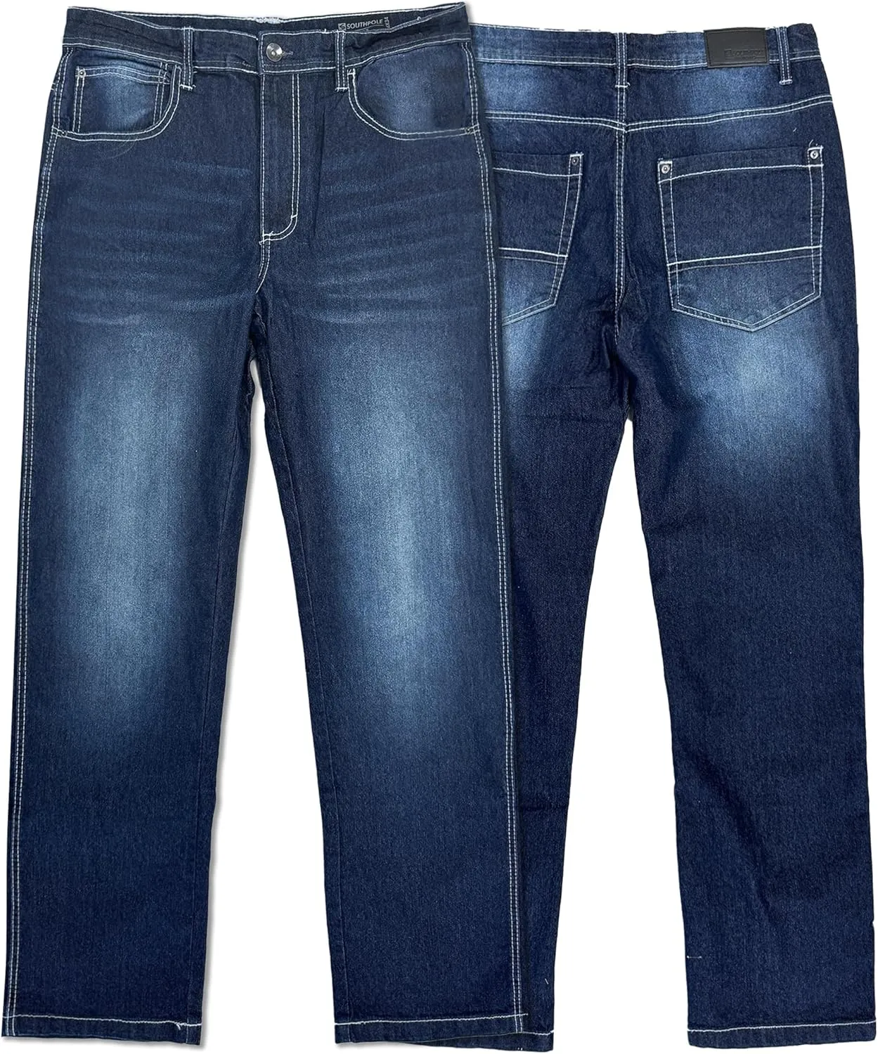 Southpole Men's Mid Rise Stretchable Straight Relaxed Fit Cross Hatch Denim Pants