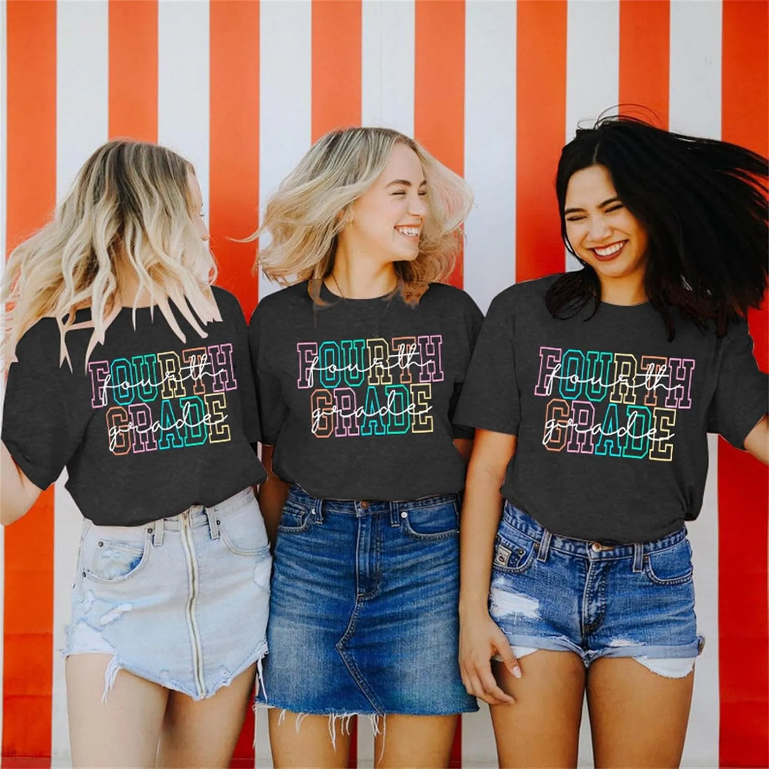 Teacher Shirt Women First Day of School T-Shirt Back to School Tshirt Kindergarten Crew Shirt Teacher Gift Tops