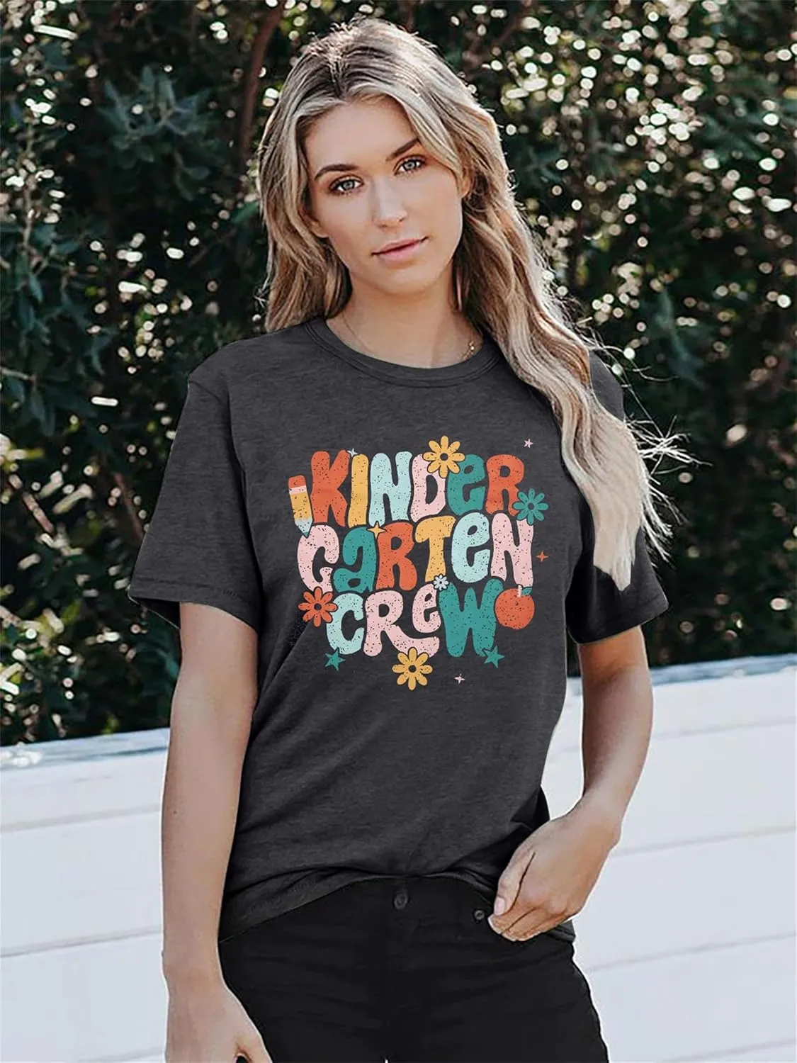 Teacher Shirt Women First Day of School T-Shirt Back to School Tshirt Kindergarten Crew Shirt Teacher Gift Tops