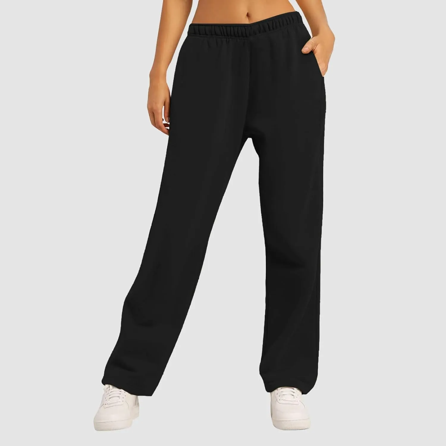 Trendy High Waist Wide Leg Trousers, 2025 New Straight Fit Elastic Waist Casual Pants