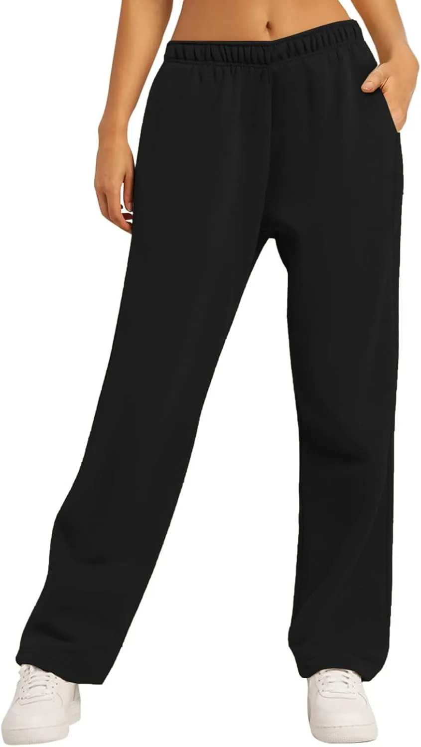 Trendy High Waist Wide Leg Trousers, 2025 New Straight Fit Elastic Waist Casual Pants