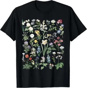 Vintage Flower Botanical Illustration Chart Plant T-Shirt