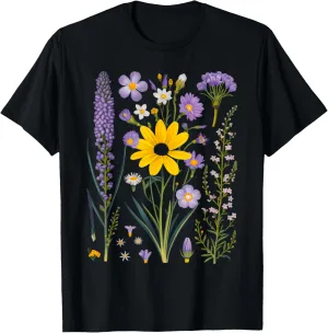Vintage Inspired Flower Botanical Chart T-Shirt
