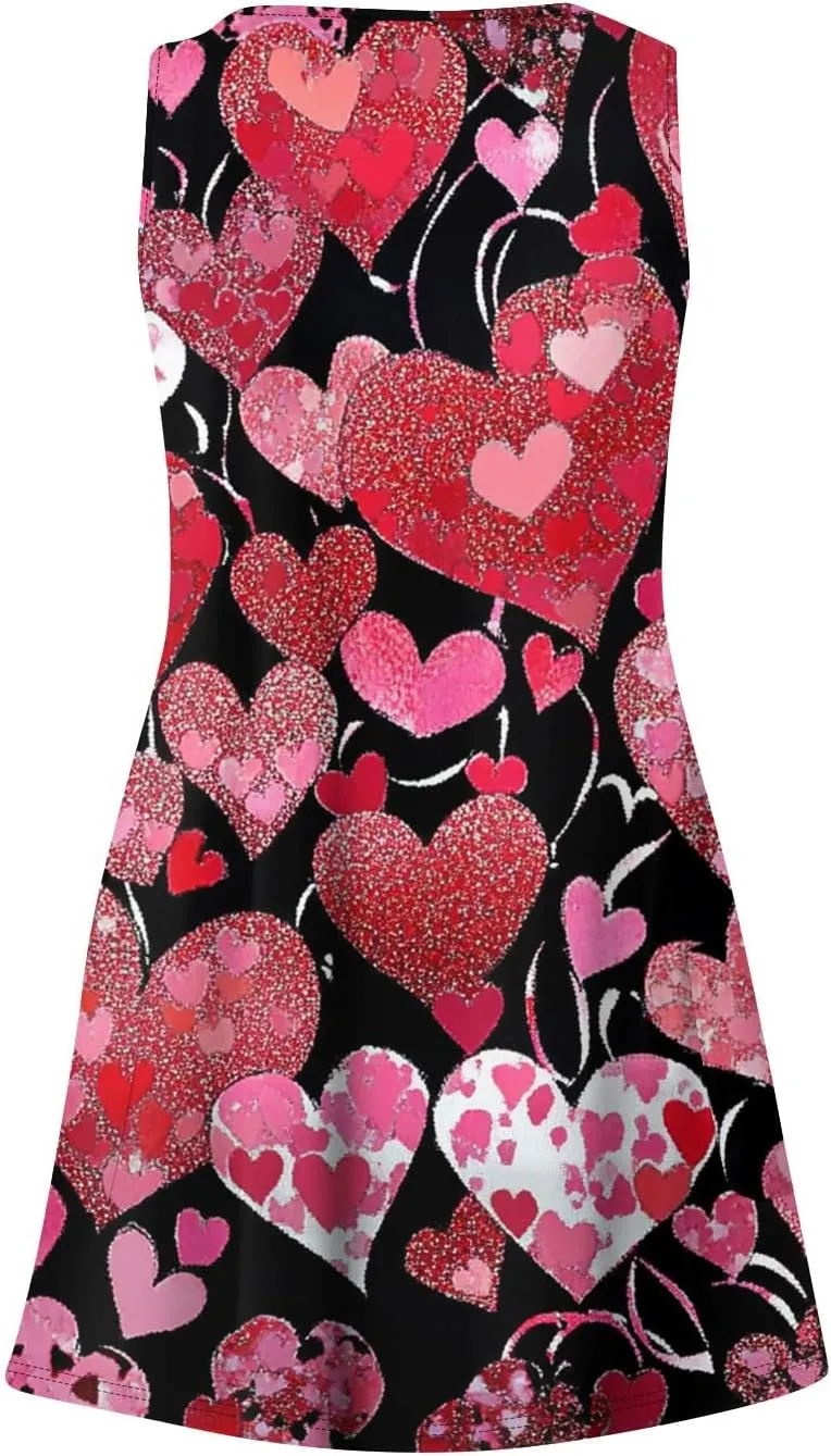 Women Summer Dresses Sleeveless V Neck Swimsuit Coverup Vacation Casual Sundress Printed Beach Dress with Pocket