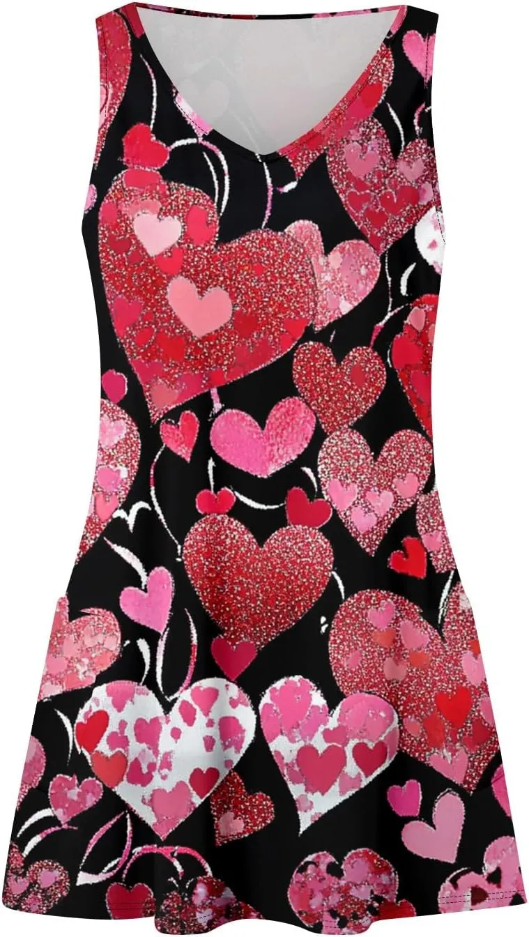 Women Summer Dresses Sleeveless V Neck Swimsuit Coverup Vacation Casual Sundress Printed Beach Dress with Pocket