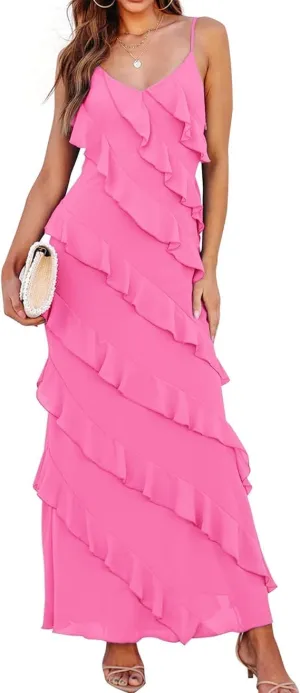 Women Summer Elegant Sling Midi Ruched Bodycon Dress Solid Color Backless Slim Party Cocktail Dresses