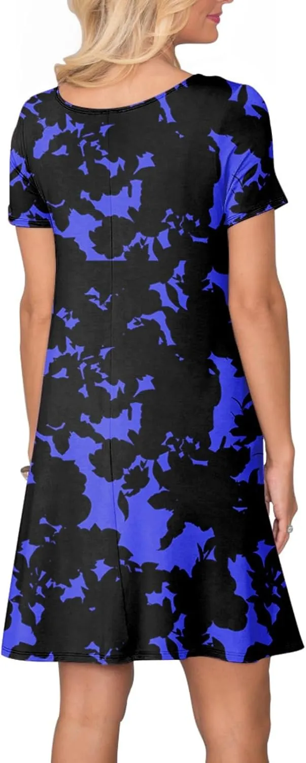 Women's Casual T Shirt Dress Summer Short Sleeve Swing Dresses with Pockets