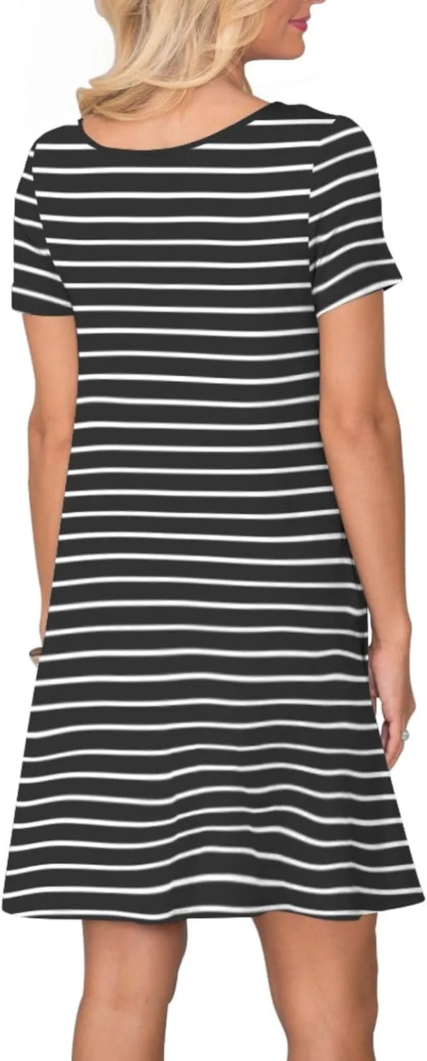 Women's Casual T Shirt Dress Summer Short Sleeve Swing Dresses with Pockets