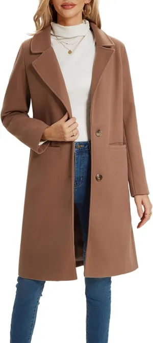 Women's Notched Lapel Double Breasted Winter Outerwear Pea Coat
