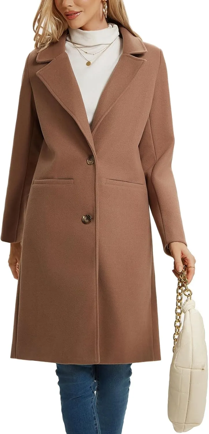 Women's Notched Lapel Double Breasted Winter Outerwear Pea Coat