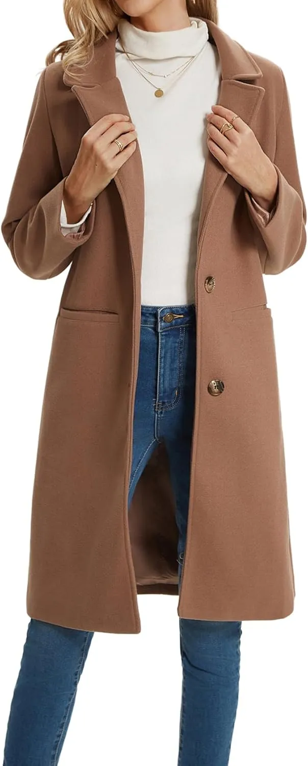 Women's Notched Lapel Double Breasted Winter Outerwear Pea Coat