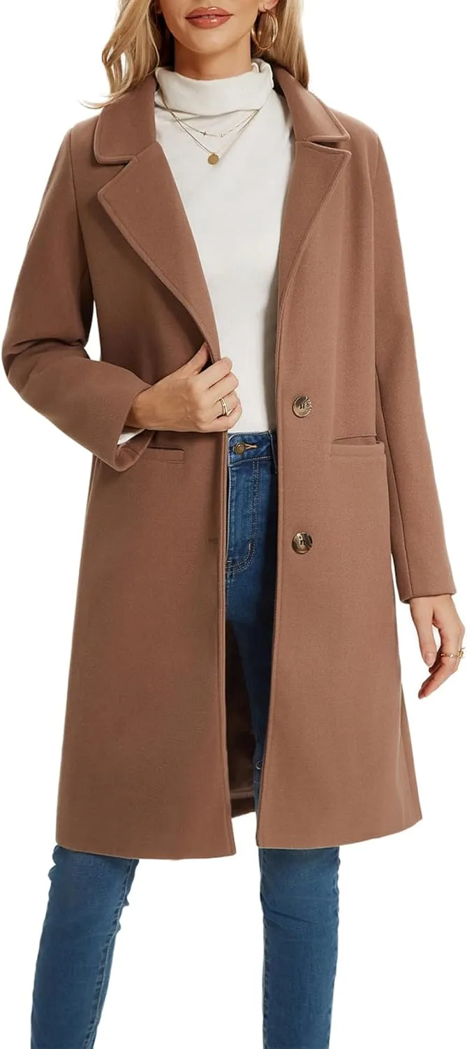 Women's Notched Lapel Double Breasted Winter Outerwear Pea Coat