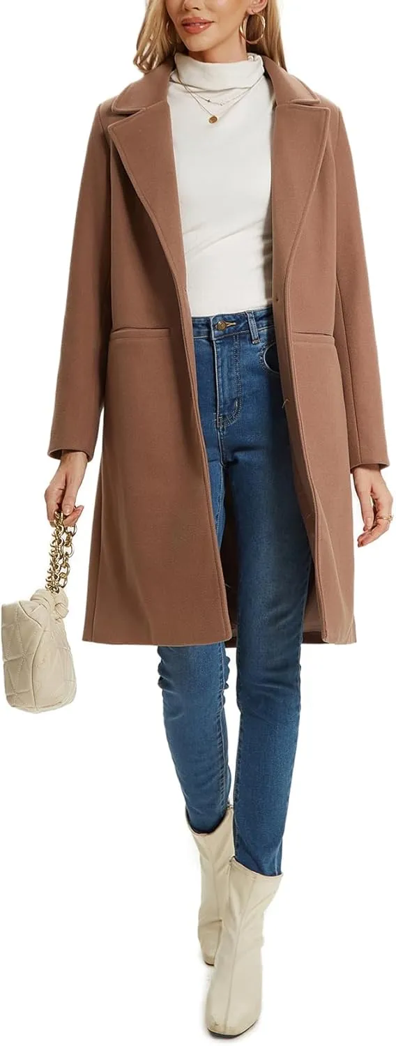 Women's Notched Lapel Double Breasted Winter Outerwear Pea Coat