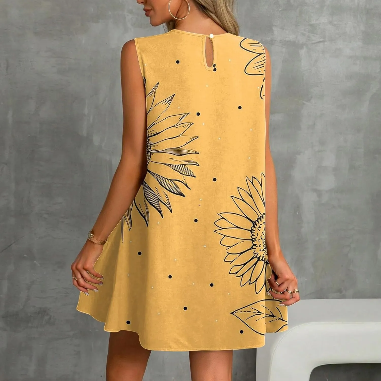 Women's Summer Dresses 2025 Round Neck Ruffle Sleeveless Tank Dress Casual A-Line Sundresses Beach Vacation Clothes