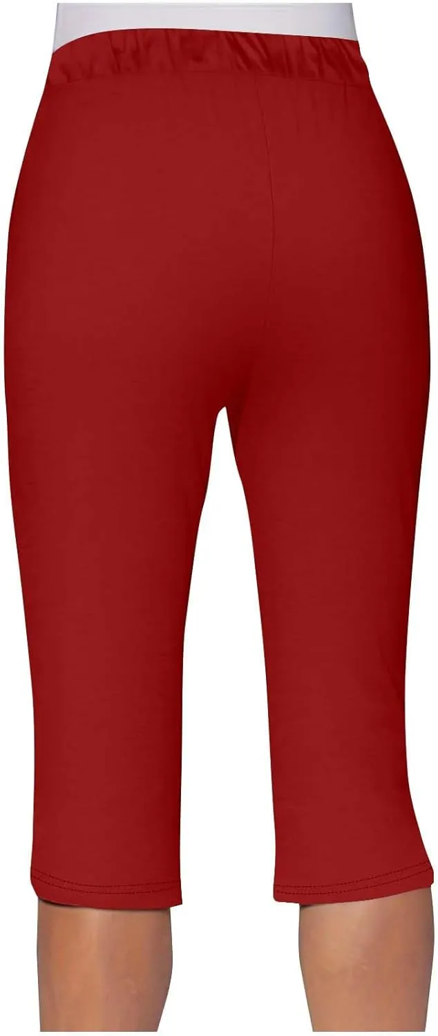 Yoga Capris for Women Summer Casual Plus Size Capri Pants Lightweight Stretch High Waisted Capri Leggings with Pockets