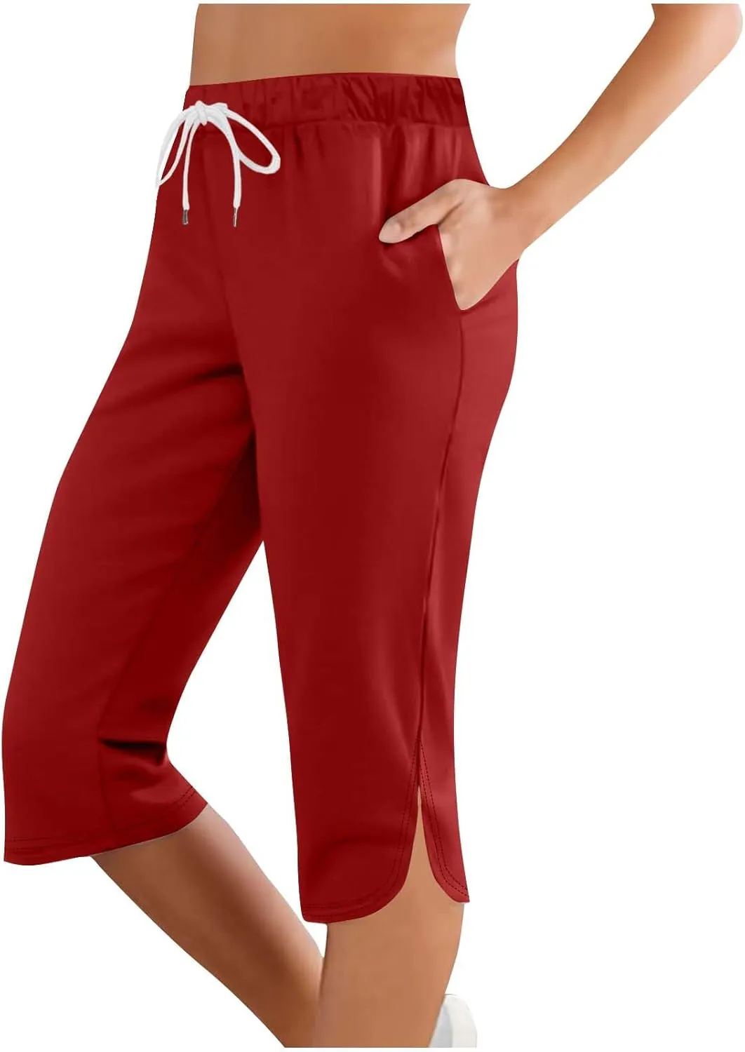 Yoga Capris for Women Summer Casual Plus Size Capri Pants Lightweight Stretch High Waisted Capri Leggings with Pockets