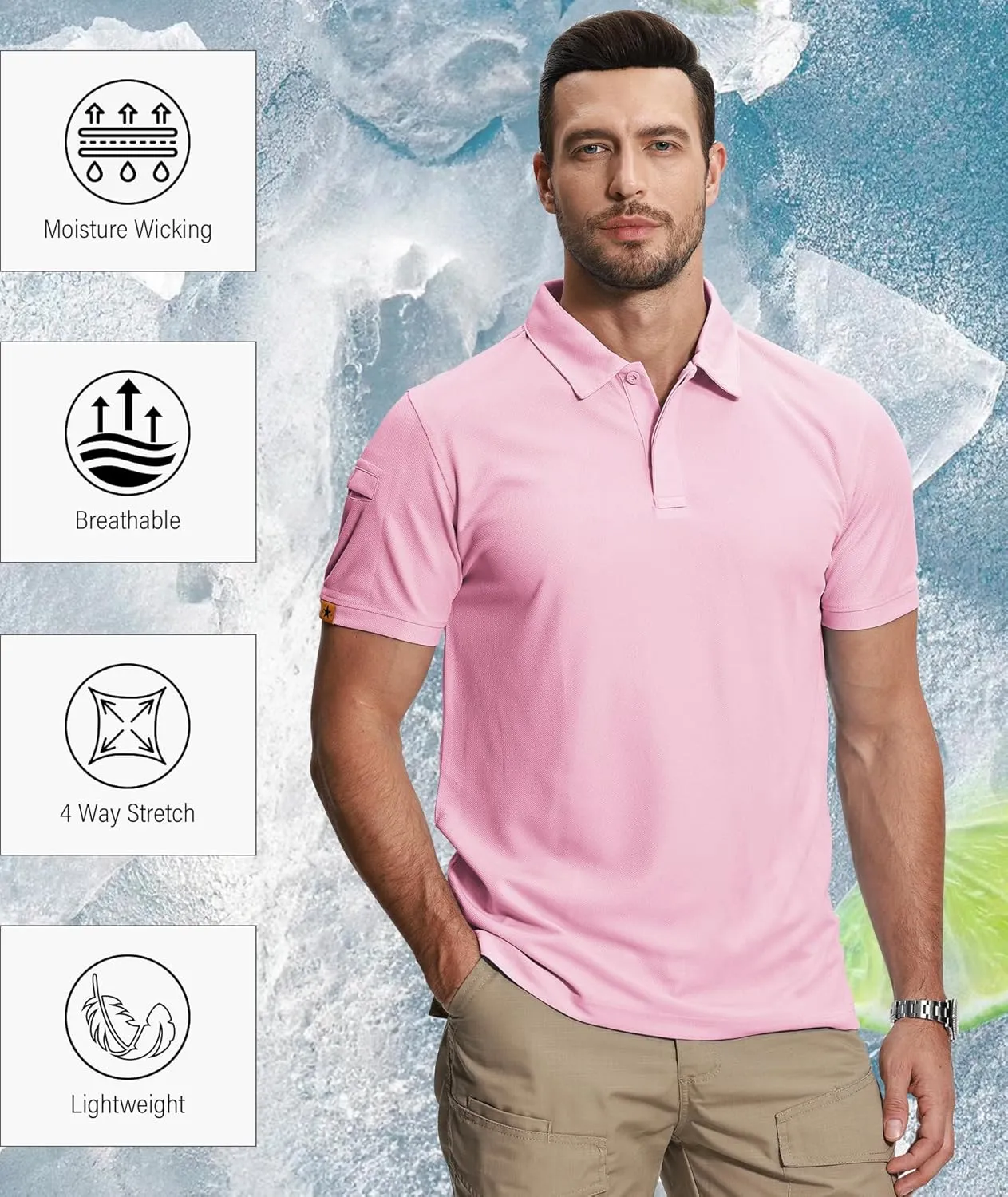 ZITY 5 Pack Mens Polo Shirt Short Sleeve Sports Golf Tennis T-Shirt Moisture-Wicking Summer Shirts