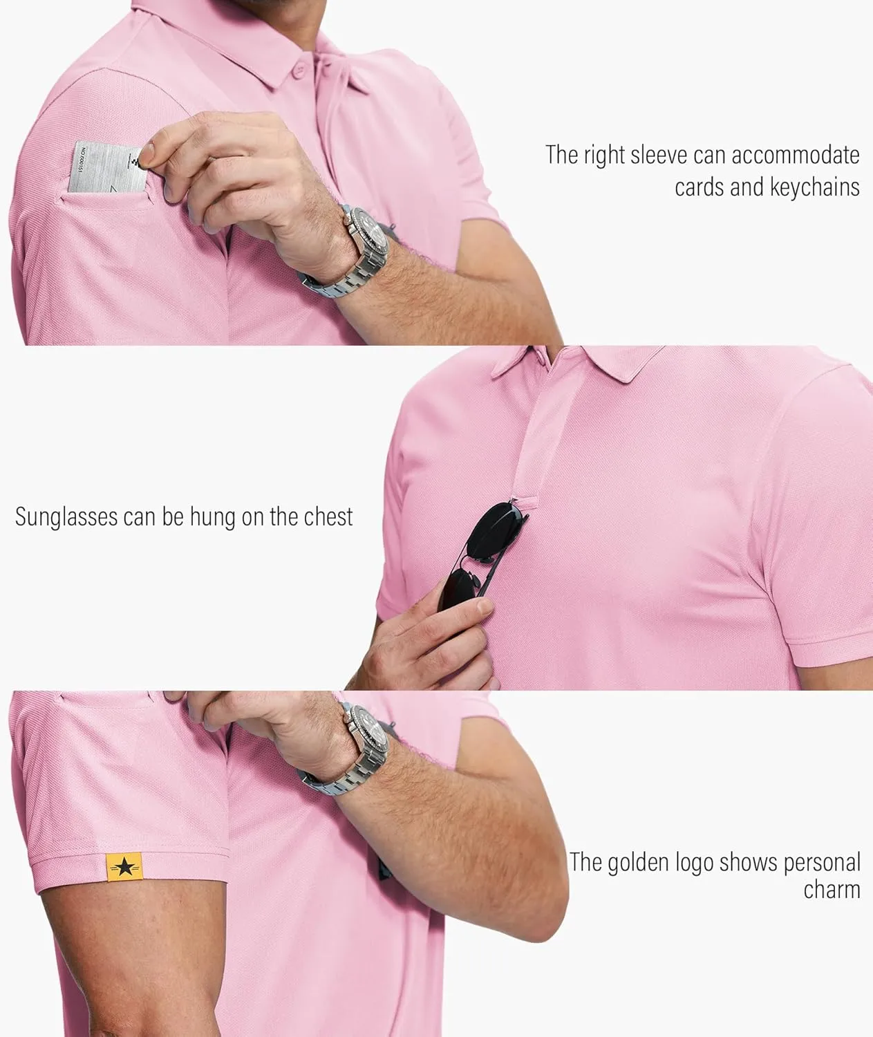 ZITY 5 Pack Mens Polo Shirt Short Sleeve Sports Golf Tennis T-Shirt Moisture-Wicking Summer Shirts